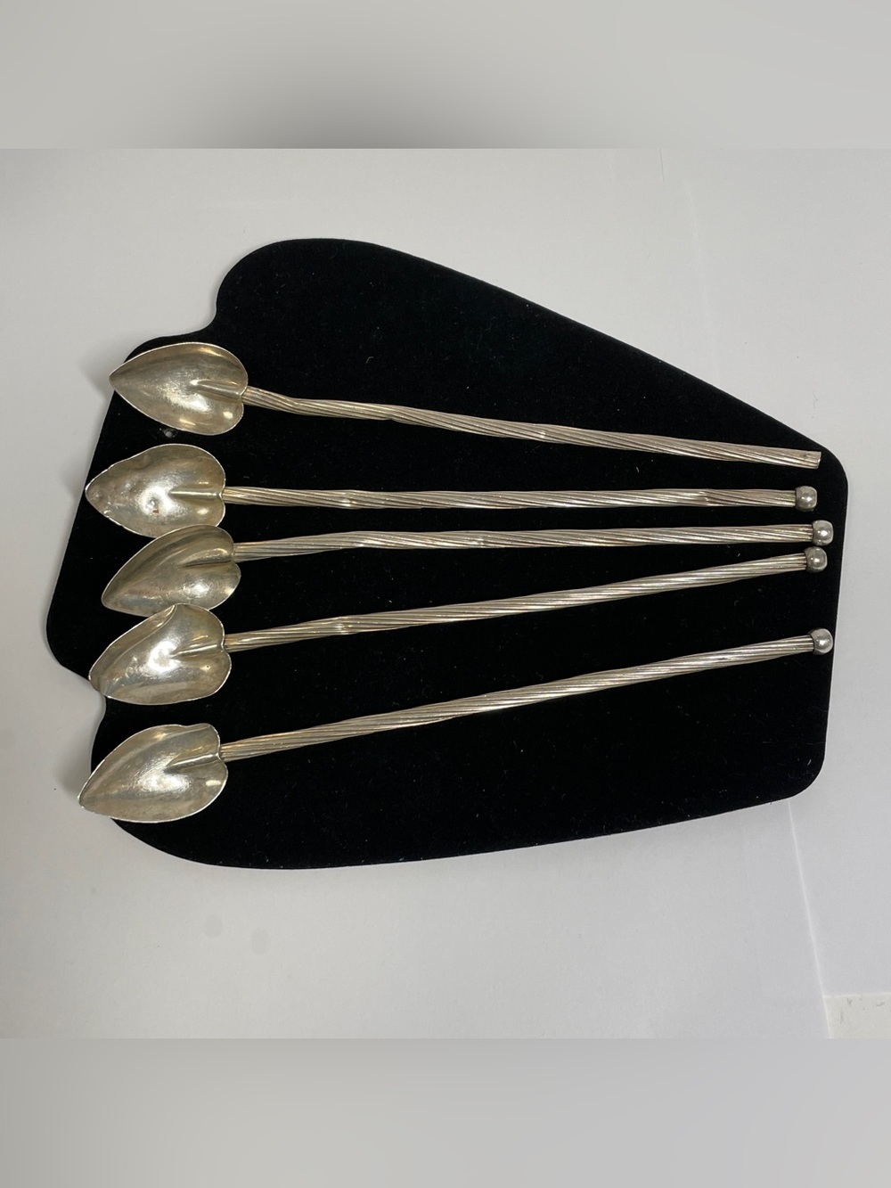 Vintage Antique Sterling Cocktail Sipper straws Spoons, circa 1900, 49g
